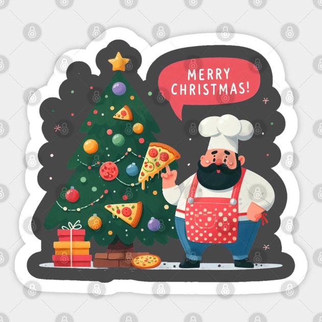 Chef Around The Christmas Tree Sticker by BukovskyART